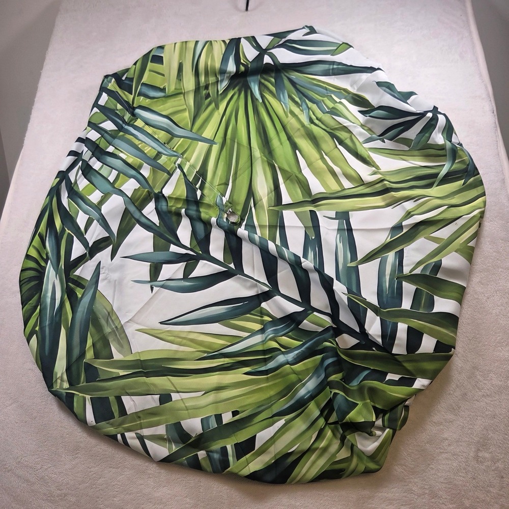 Tropical Palm Leaf Round Outdoor Tablecloth Elastic Edge Zipr Umbrella Hole 44"